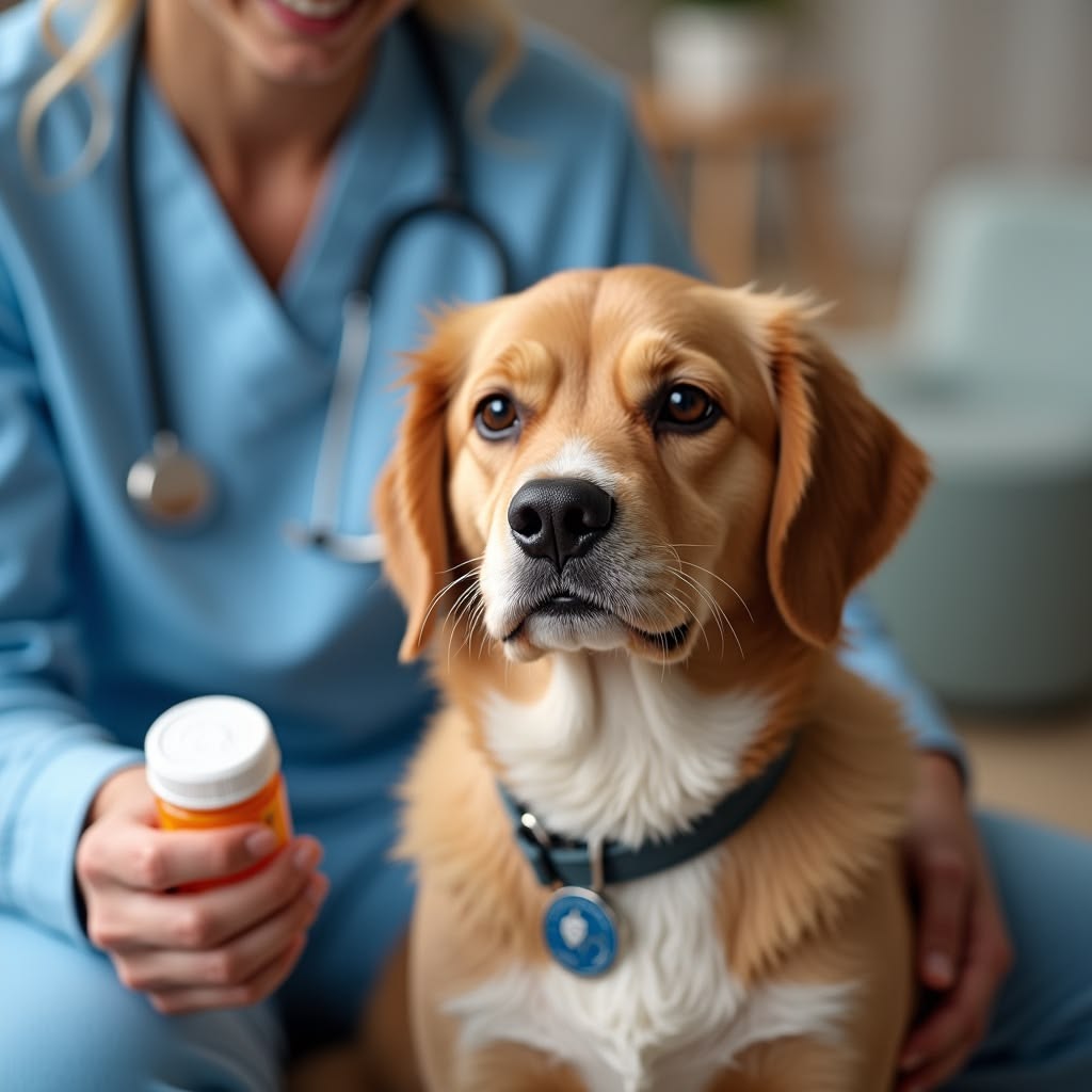 Pet care expert with a dog